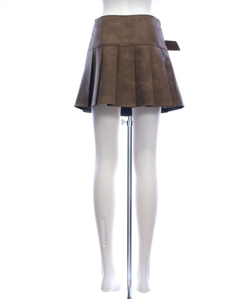 clear（クリア）の「ベルト付きアンティークレザープリーツスカート[着回し力抜群 Y2K カジュアル]≪2026SS新作≫（スカート・レディース・ブラック/グレー/ブラウン・M/S）」の18枚目の写真