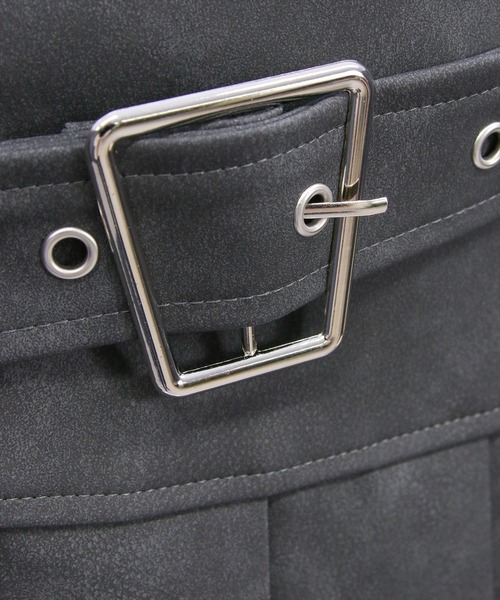 clear（クリア）の「ベルト付きアンティークレザープリーツスカート[着回し力抜群 Y2K カジュアル]≪2026SS新作≫（スカート・レディース・ブラック/グレー/ブラウン・M/S）」の12枚目の写真