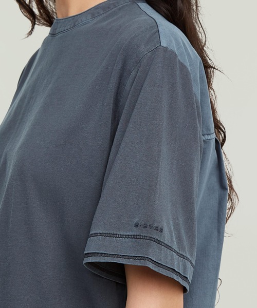 G-STAR(ジースター)の「Woven Mix Washed Relaxed T-Shirt/異素材ミックスウォッシュ加工リラックスTシャツ(Tシャツ/カットソー・レディース・ブルー系その他・MEDIUM/SMALL/X-SMALL)」の6枚目の写真