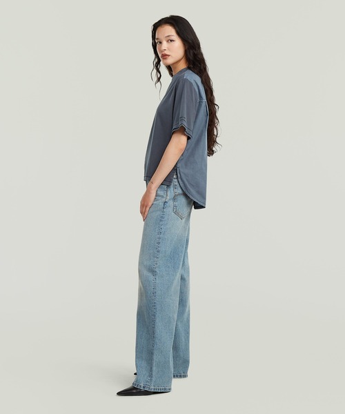 G-STAR(ジースター)の「Woven Mix Washed Relaxed T-Shirt/異素材ミックスウォッシュ加工リラックスTシャツ(Tシャツ/カットソー・レディース・ブルー系その他・MEDIUM/SMALL/X-SMALL)」の3枚目の写真
