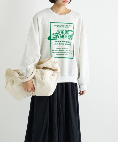 A.D.C.L.（エーディーシーエル）の「フロッキープリント ロゴ ダンボール プルオーバー（スウェット・レディース・杢グレー/オートミール・L/M）」の3枚目の写真