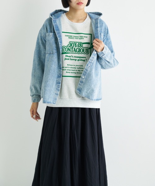 A.D.C.L.（エーディーシーエル）の「フロッキープリント ロゴ ダンボール プルオーバー（スウェット・レディース・杢グレー/オートミール・L/M）」の5枚目の写真