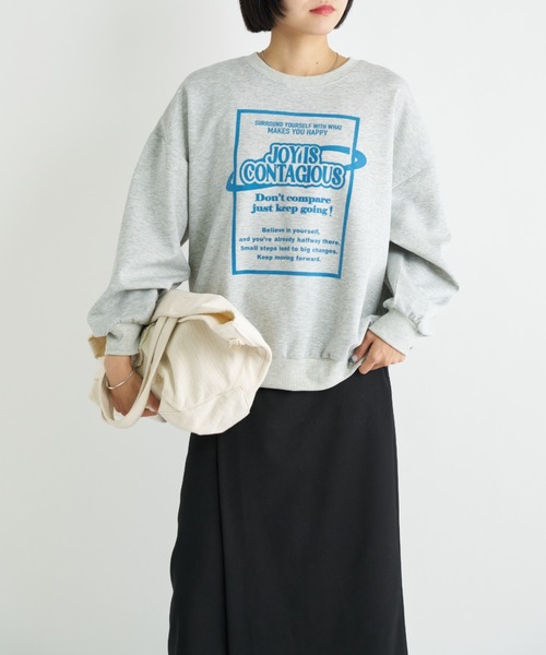 A.D.C.L.（エーディーシーエル）の「フロッキープリント ロゴ ダンボール プルオーバー（スウェット・レディース・杢グレー/オートミール・L/M）」の6枚目の写真