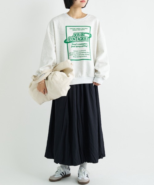 A.D.C.L.（エーディーシーエル）の「フロッキープリント ロゴ ダンボール プルオーバー（スウェット・レディース・杢グレー/オートミール・L/M）」の13枚目の写真