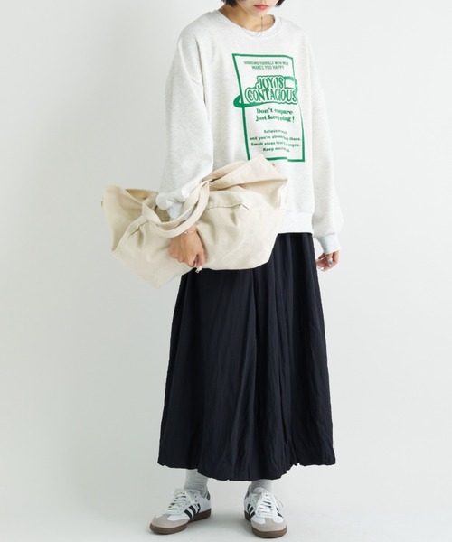 A.D.C.L.（エーディーシーエル）の「フロッキープリント ロゴ ダンボール プルオーバー（スウェット・レディース・杢グレー/オートミール・L/M）」の14枚目の写真