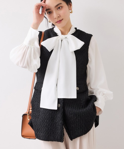 VIS（ビス）の「前後2WAYボリュームボウタイブラウス/イージーケア（シャツ/ブラウス・レディース・オフホワイト/イエロー系その他/サックスブルー・FREE）」の5枚目の写真