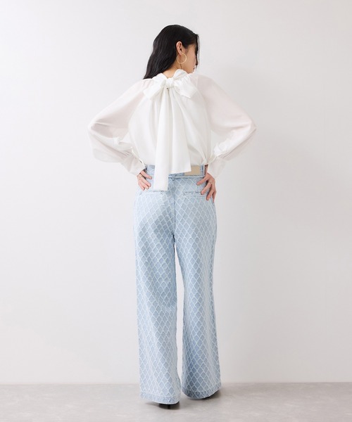 VIS（ビス）の「前後2WAYボリュームボウタイブラウス/イージーケア（シャツ/ブラウス・レディース・オフホワイト/イエロー系その他/サックスブルー・FREE）」の11枚目の写真