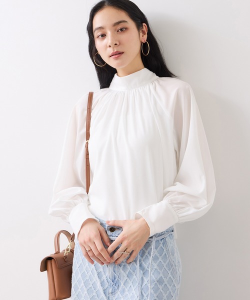 VIS（ビス）の「前後2WAYボリュームボウタイブラウス/イージーケア（シャツ/ブラウス・レディース・オフホワイト/イエロー系その他/サックスブルー・FREE）」の8枚目の写真