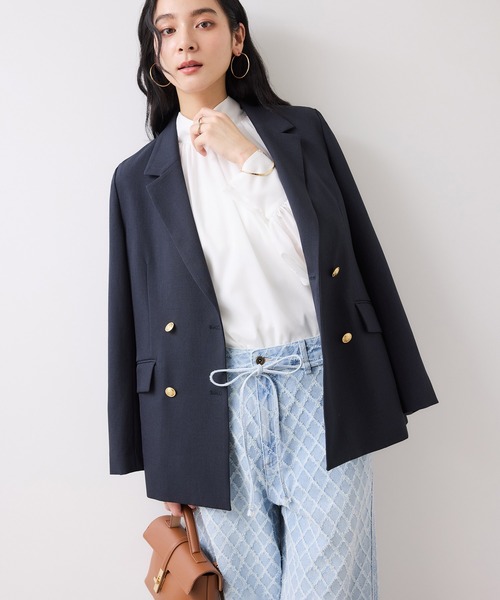 VIS（ビス）の「前後2WAYボリュームボウタイブラウス/イージーケア（シャツ/ブラウス・レディース・オフホワイト/イエロー系その他/サックスブルー・FREE）」の10枚目の写真