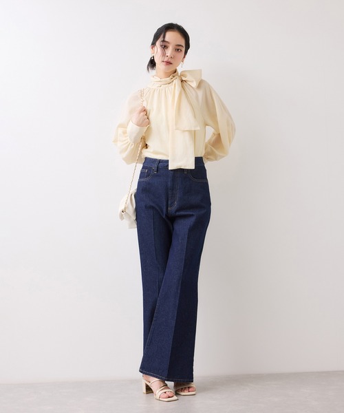 VIS（ビス）の「前後2WAYボリュームボウタイブラウス/イージーケア（シャツ/ブラウス・レディース・オフホワイト/イエロー系その他/サックスブルー・FREE）」の17枚目の写真