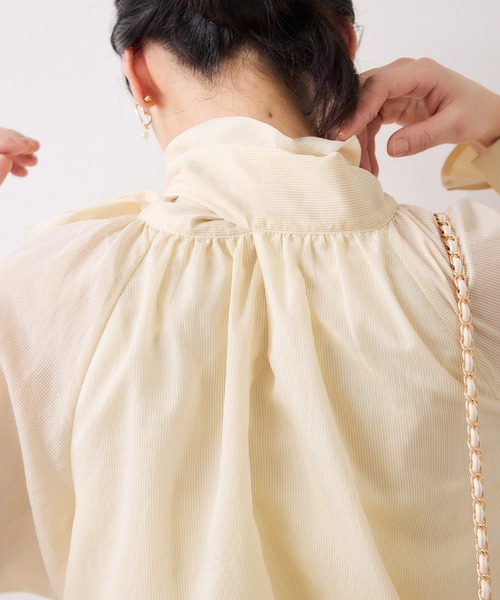 VIS（ビス）の「前後2WAYボリュームボウタイブラウス/イージーケア（シャツ/ブラウス・レディース・オフホワイト/イエロー系その他/サックスブルー・FREE）」の15枚目の写真