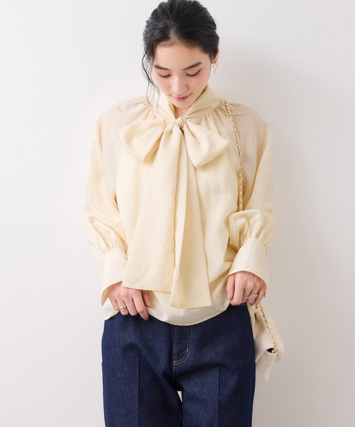 VIS（ビス）の「前後2WAYボリュームボウタイブラウス/イージーケア（シャツ/ブラウス・レディース・オフホワイト/イエロー系その他/サックスブルー・FREE）」の16枚目の写真