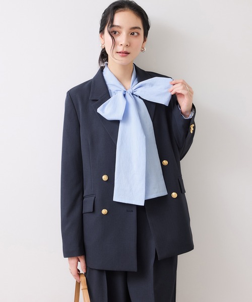 VIS（ビス）の「前後2WAYボリュームボウタイブラウス/イージーケア（シャツ/ブラウス・レディース・オフホワイト/イエロー系その他/サックスブルー・FREE）」の22枚目の写真