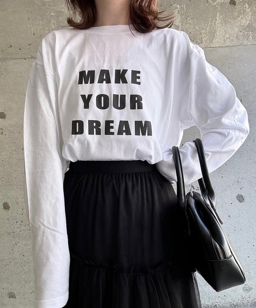etta（エタ）の「英字ロンT／長袖Tシャツ（Tシャツ/カットソー・レディース・ホワイト・MEDIUM/LARGE/SMALL）」の2枚目の写真