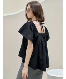 Halter Banding Shirring Blouse - BLACK