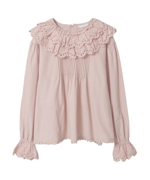 PINK HOUSE（ピンクハウス）の「スカラップレース使いダンガリーブラウス（シャツ/ブラウス・レディース・レッド/ピンク/インディゴブルー/カーキ/ブラック/ホワイト・フリー）」の5枚目の写真