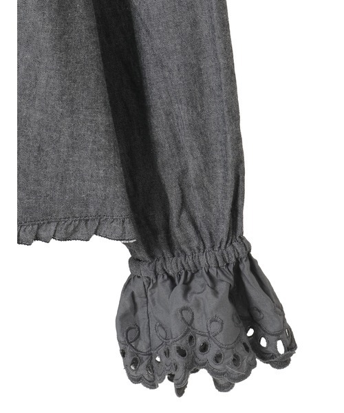 PINK HOUSE（ピンクハウス）の「スカラップレース使いダンガリーブラウス（シャツ/ブラウス・レディース・レッド/ピンク/インディゴブルー/カーキ/ブラック/ホワイト・フリー）」の12枚目の写真