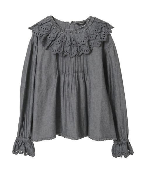 PINK HOUSE（ピンクハウス）の「スカラップレース使いダンガリーブラウス（シャツ/ブラウス・レディース・レッド/ピンク/インディゴブルー/カーキ/ブラック/ホワイト・フリー）」の10枚目の写真