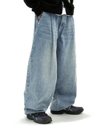 XTONZ（エクストーンズ）の「XP172 ビッグワイドバルーンデニムパンツ (ブルー)（デニムパンツ）」