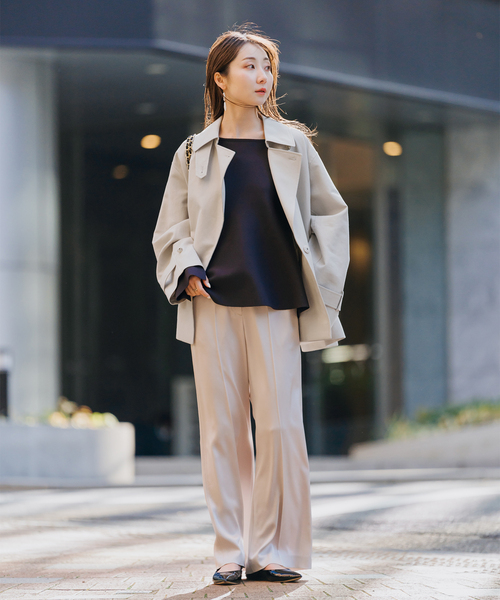 Noble（ノーブル）の「《WEB限定追加》コットンダブルクロスハーフコート（その他アウター・レディース・ベージュ/アイボリー・38/36）」の4枚目の写真