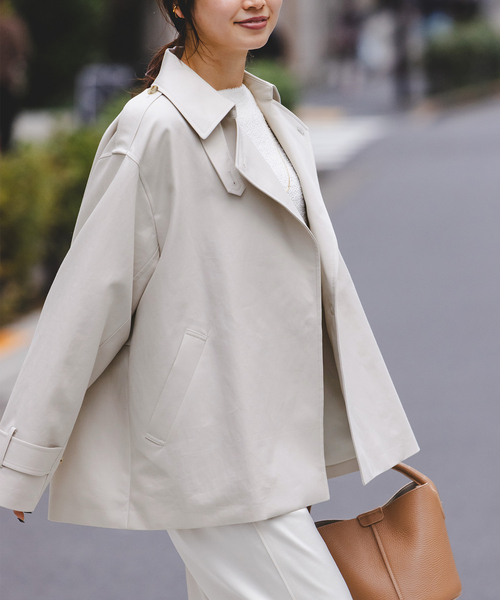 Noble（ノーブル）の「《WEB限定追加》コットンダブルクロスハーフコート（その他アウター・レディース・ベージュ/アイボリー・38/36）」の6枚目の写真