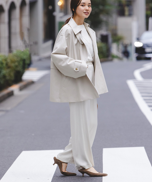 Noble（ノーブル）の「《WEB限定追加》コットンダブルクロスハーフコート（その他アウター・レディース・ベージュ/アイボリー・38/36）」の7枚目の写真