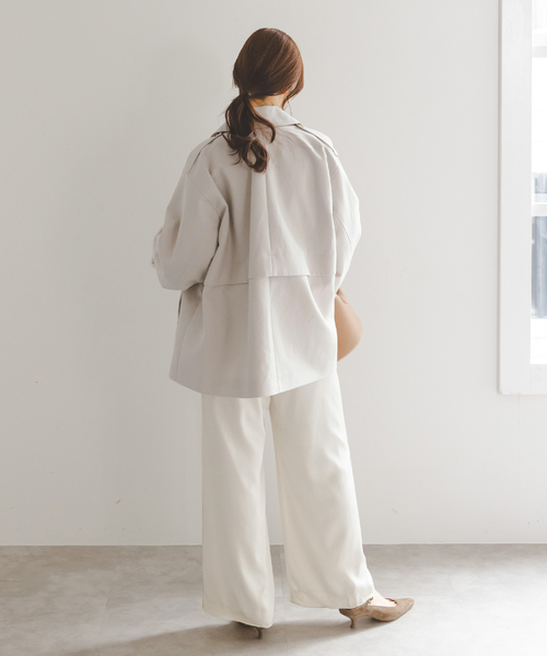 Noble（ノーブル）の「《WEB限定追加》コットンダブルクロスハーフコート（その他アウター・レディース・ベージュ/アイボリー・38/36）」の10枚目の写真