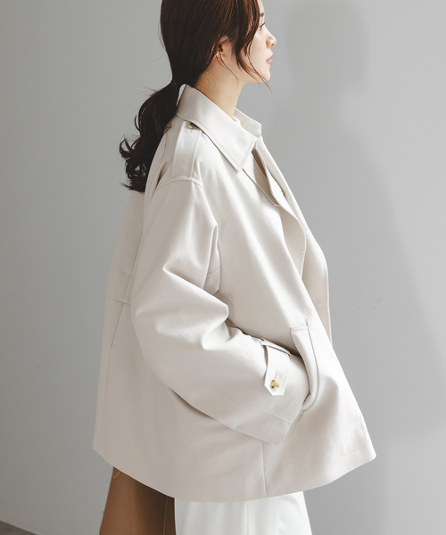 Noble（ノーブル）の「《WEB限定追加》コットンダブルクロスハーフコート（その他アウター・レディース・ベージュ/アイボリー・38/36）」の12枚目の写真