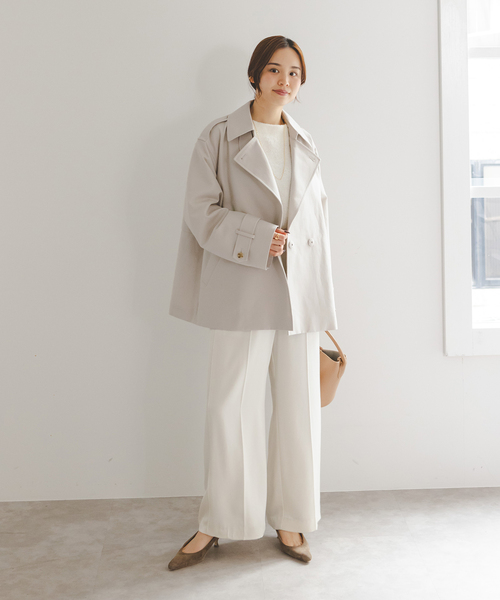 Noble（ノーブル）の「《WEB限定追加》コットンダブルクロスハーフコート（その他アウター・レディース・ベージュ/アイボリー・38/36）」の14枚目の写真