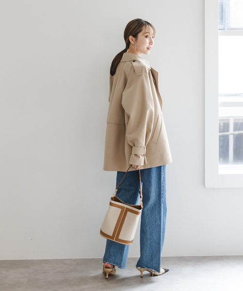 Noble（ノーブル）の「《WEB限定追加》コットンダブルクロスハーフコート（その他アウター・レディース・ベージュ/アイボリー・38/36）」の18枚目の写真