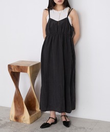 forksy. | 【forksy.】ワッシャーサテン ギャザー ダブルストラップ キャミワンピース(ワンピース)