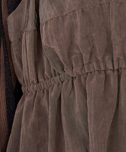 forksy.（フォルクシー）の「【forksy.】ワッシャーサテン ギャザー ダブルストラップ キャミワンピース（ワンピース・レディース・ブラック/ブルー/ブラウン/ベージュ・FREE）」の5枚目の写真