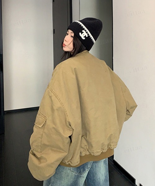 Dalfwin（ダールフィン）の「韓国ファッション ボリューム袖ワークブルゾン（ブルゾン・レディース・ブラウン系・FREE）」の4枚目の写真