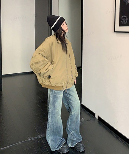 Dalfwin（ダールフィン）の「韓国ファッション ボリューム袖ワークブルゾン（ブルゾン・レディース・ブラウン系・FREE）」の7枚目の写真