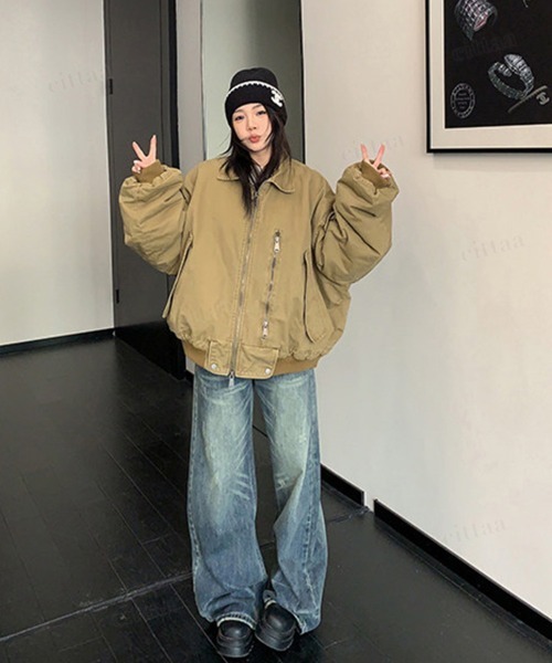 Dalfwin（ダールフィン）の「韓国ファッション ボリューム袖ワークブルゾン（ブルゾン・レディース・ブラウン系・FREE）」の10枚目の写真