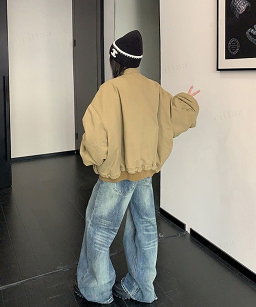 Dalfwin（ダールフィン）の「韓国ファッション ボリューム袖ワークブルゾン（ブルゾン・レディース・ブラウン系・FREE）」の12枚目の写真