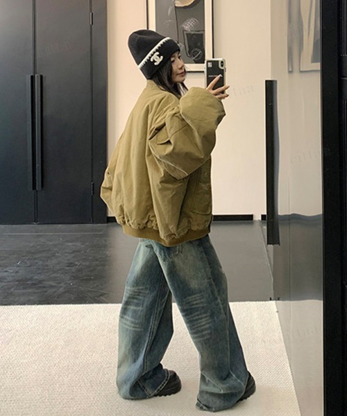 Dalfwin（ダールフィン）の「韓国ファッション ボリューム袖ワークブルゾン（ブルゾン・レディース・ブラウン系・FREE）」の14枚目の写真