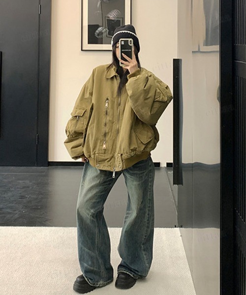 Dalfwin（ダールフィン）の「韓国ファッション ボリューム袖ワークブルゾン（ブルゾン・レディース・ブラウン系・FREE）」の15枚目の写真