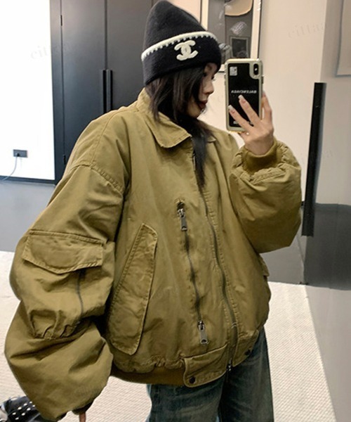 Dalfwin（ダールフィン）の「韓国ファッション ボリューム袖ワークブルゾン（ブルゾン・レディース・ブラウン系・FREE）」の16枚目の写真