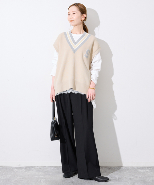 SLOBE IENA（スローブイエナ）の「サガラ刺繍レタードベスト（ベスト・レディース・ベージュ/チャコールグレー・FREE）」の18枚目の写真