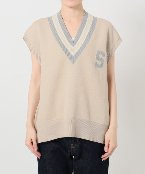 SLOBE IENA（スローブイエナ）の「サガラ刺繍レタードベスト（ベスト・レディース・ベージュ/チャコールグレー・FREE）」の11枚目の写真