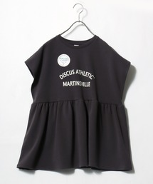 DISCUS ATHLETIC（ディスカス　アスレチック）の「DISCUS ATHLETIC（ディスカスアスレチック）UVケア ペプラムフレアTシャツ/フレンチスリーブ カレッジロゴ 体型カバー（Tシャツ/カットソー）」