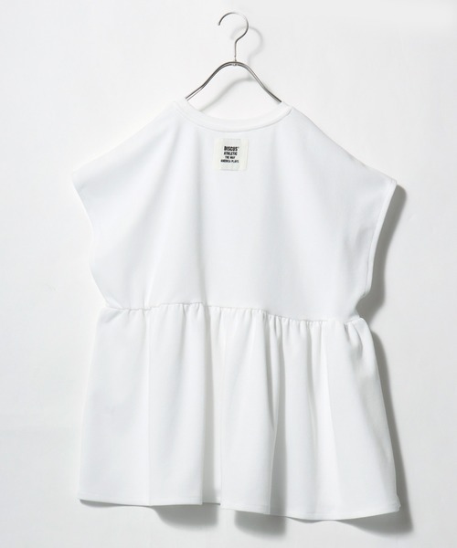 DISCUS ATHLETIC(ディスカス アスレチック)の「DISCUS ATHLETIC(ディスカスアスレチック)UVケア ペプラムフレアTシャツ/フレンチスリーブ カレッジロゴ 体型カバー(Tシャツ/カットソー・レディース・スミクロ/ネイビー/オフホワイト・M)」の8枚目の写真