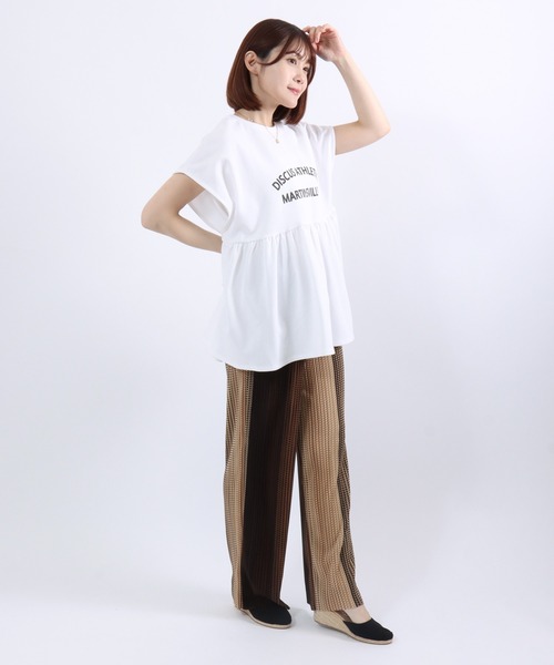 DISCUS ATHLETIC(ディスカス アスレチック)の「DISCUS ATHLETIC(ディスカスアスレチック)UVケア ペプラムフレアTシャツ/フレンチスリーブ カレッジロゴ 体型カバー(Tシャツ/カットソー・レディース・スミクロ/ネイビー/オフホワイト・M)」の15枚目の写真