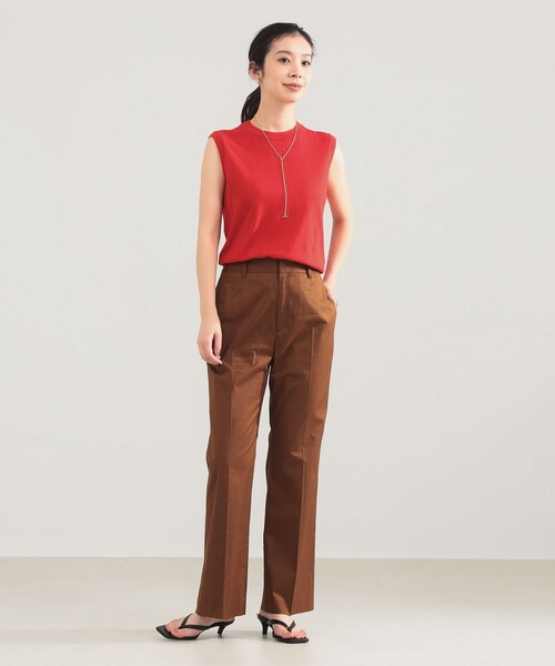 Demi-Luxe BEAMS（デミルクス ビームス）の「AK+1 / コットン ストレッチ パンツ（その他パンツ・レディース・ブラウン/ダークグリーン・38/36）」の3枚目の写真