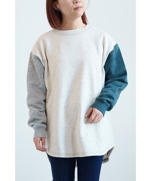 HEART MARKET（ハートマーケット）の「ハート付きカポック裏毛プルオーバー（Tシャツ/カットソー・レディース・グリーン/その他2/その他1/スミクロ/ダークパープル/アイボリー/グレー・FREE）」の7枚目の写真