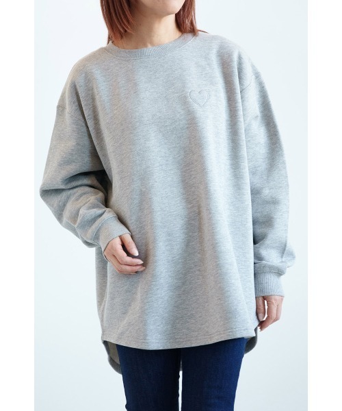 HEART MARKET（ハートマーケット）の「ハート付きカポック裏毛プルオーバー（Tシャツ/カットソー・レディース・グリーン/その他2/その他1/スミクロ/ダークパープル/アイボリー/グレー・FREE）」の4枚目の写真