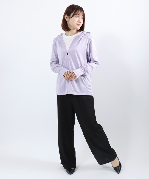 Salong hameu(サロン ハミュー)の「フェイスガード付き ツバ付きフード UVカットパーカー ソフトメッシュ ジップパーカー 吸汗速乾 指穴付き レディース(パーカー・レディース・ラベンダー/ライトグレー/ブルー/ブラック・M/L/LL)」の15枚目の写真