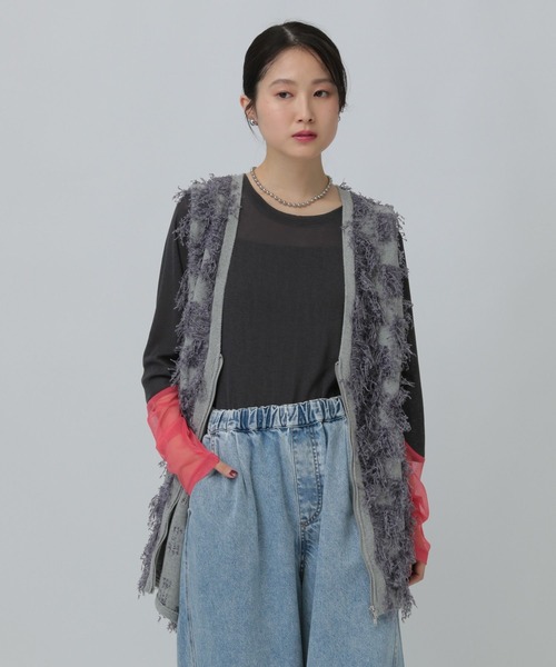 LEPSIM（レプシィム）の「フリンジWZIPベストチュニック　640632（ベスト・レディース・ブラウン/グレー/アイボリー・FREE）」の3枚目の写真