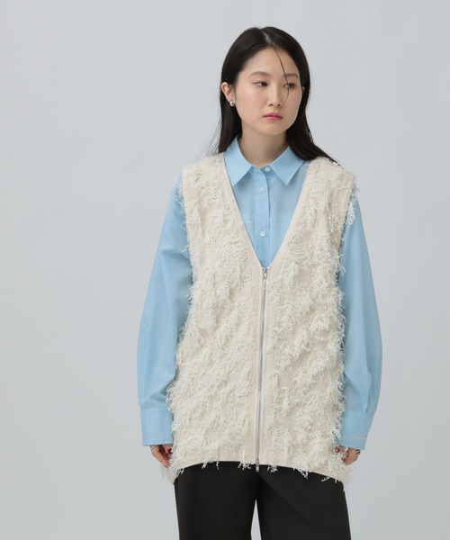 LEPSIM（レプシィム）の「フリンジWZIPベストチュニック　640632（ベスト・レディース・ブラウン/グレー/アイボリー・FREE）」の2枚目の写真